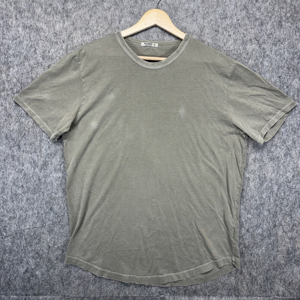 Buck Mason Slub Curved Hem Tee Men's Medium Green Short Sleeve BM11007